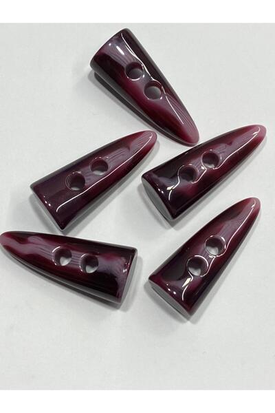 karantuhafiye Buton din fildeș tip ciobană / 4 cm / Set de 5 bucăți / Seria Griș / Roșu Claret