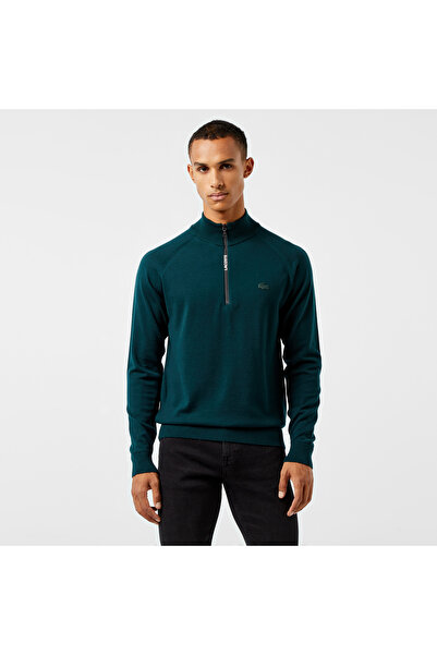 Lacoste Erkek Regular Fit Yarım Fermuarlı Koyu Yeşil Triko