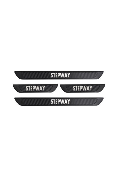 BRSPLAST Dacia Sandero Stepway Uyumlu Kapı Eşiği Krom Abs Siyah Karbon Kaplam...