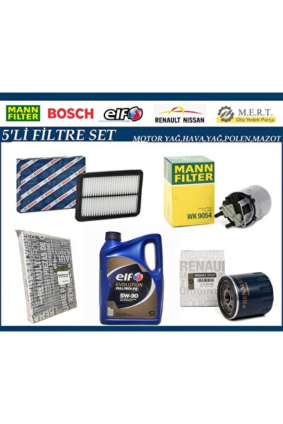 M.E.R.T. OTOMOTİV-YEDEK PARÇA Nissan Qashqai 1.5 Dci Dizel Filtre Bakım Seti+Motor Yağı