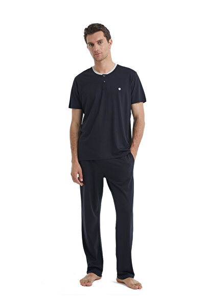 Blackspade Modal Cotton Buttoned Collar Short Sleeve Men's Pajamas Set