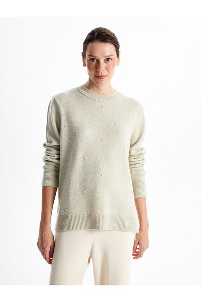 LC Waikiki Lcwaikiki Basic Crew Neck Embroidered Women's Knitwear Sweater