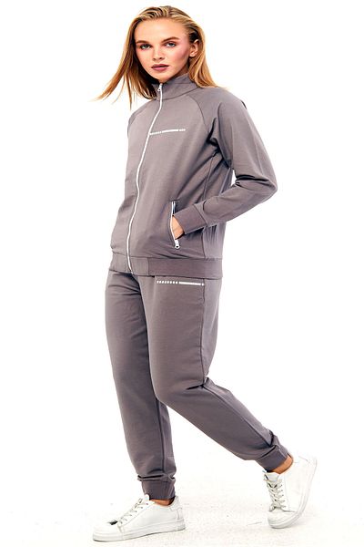 TRENDHİLL Mink Women's Half Turtleneck Neck Zipped Two Thread Large Size Tracksuit Set Edy5532B-V