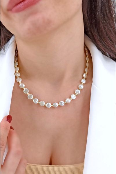 Çlk Accessories قلادة فاخرة من اللؤلؤ اللؤلؤي