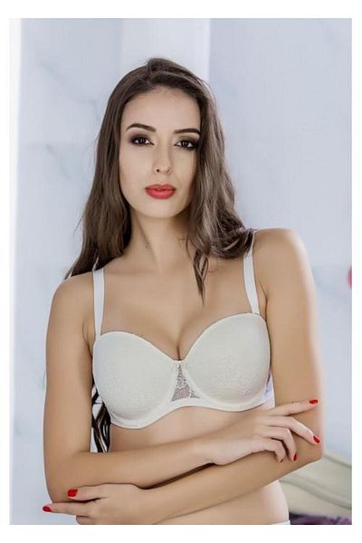 MOONLİGHT Moonlight 2133 Ecru Soft Cup Lace Underwire Strapless Recovery Bra