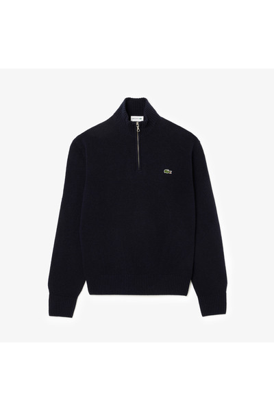 Lacoste Erkek Classic Fit Yarım Fermuarlı Yün Lacivert Kazak
