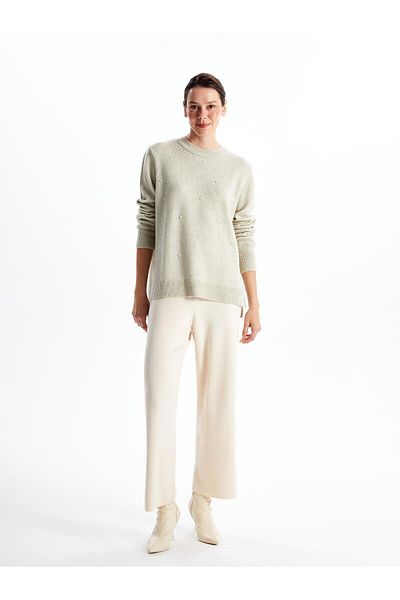 LC Waikiki Lcwaikiki Basic Crew Neck Embroidered Women's Knitwear Sweater