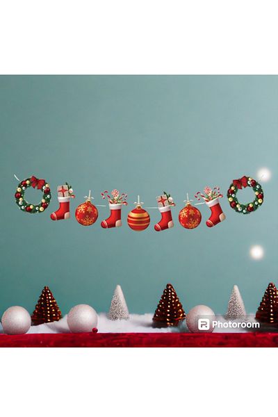 Deniz Party Store New Year Decorative Banner Wreath Wall Ornament (One Side Printed)