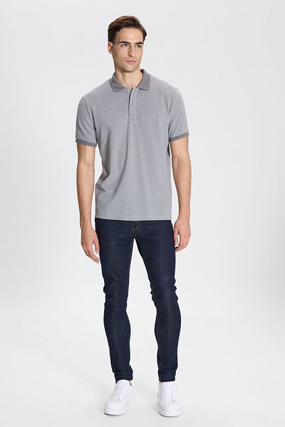 George Henry Nekrčivá bavlněná tkanina Slim Fit Šedé Slim Fit pánské tričko Polo límec, které se nekroutí