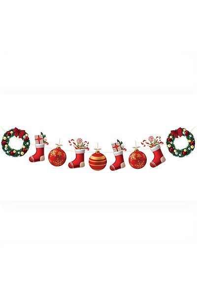Deniz Party Store New Year Decorative Banner Wreath Wall Ornament (One Side Printed)