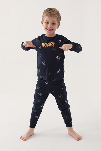 ROLY POLY 3222 Navy Blue Cotton Long Sleeve Boys' Pajama Set