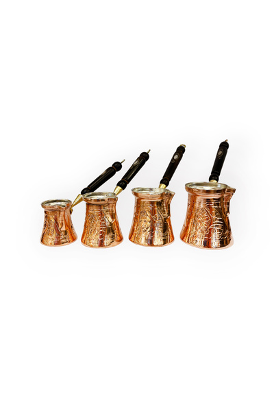 EFEMİR Pasha Embroidered Copper Coffee Pot Set