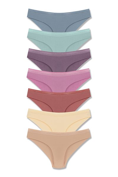 HNX Γυναικεία εσώρουχα 7 Pack Interlock Laser Cut Mesh Slip από καουτσούκ