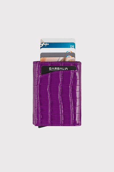 Garbalia Men's Wallet - Maltese Mechanism, Coin Compartment, Croco Plum