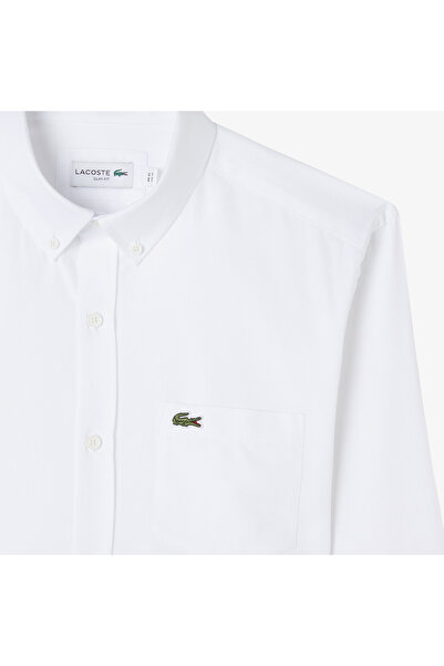 Lacoste Erkek Slim Fit Düğmeli Yaka Beyaz Gömlek