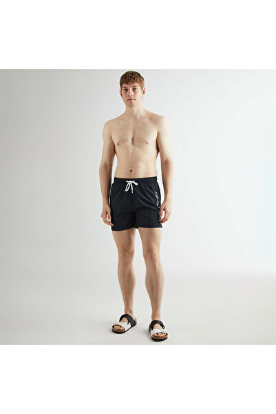 Gant Erkek Siyah Regular Fit Logolu Mayo Şort