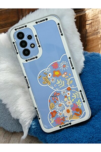 Merwish Transparent Case with Flower Tedy Pattern 0.2 mm Camera Protection Compatible with Samsung Galaxy A13 and A23