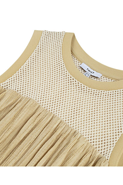 Twist Midi Length Contrast Textured Dress