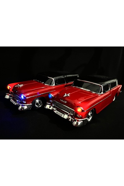 Kütahya Pazar Ws-1955 Klasik Araba Usb-tf-fm Radyo Bluetooth Hoparlör Kırmızı