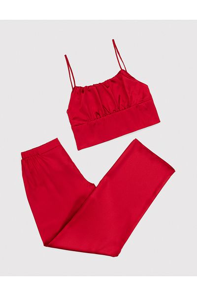 Pierre Cardin Red Satin 3-Piece Pajama Set 50304006 -Vr030