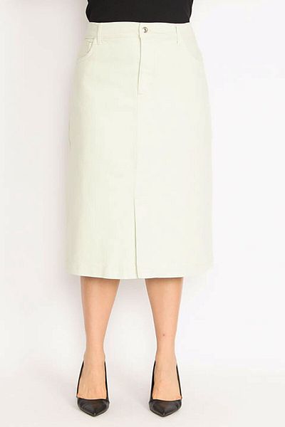 Şans Women's Plus Size Green 5 Pocket Denim Skirt 65n35160