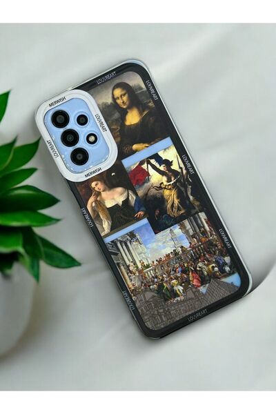 Merwish Transparent Case with Louvreart Pattern 0.2 mm Camera Protection Compatible with Samsung Galaxy A13 and A23