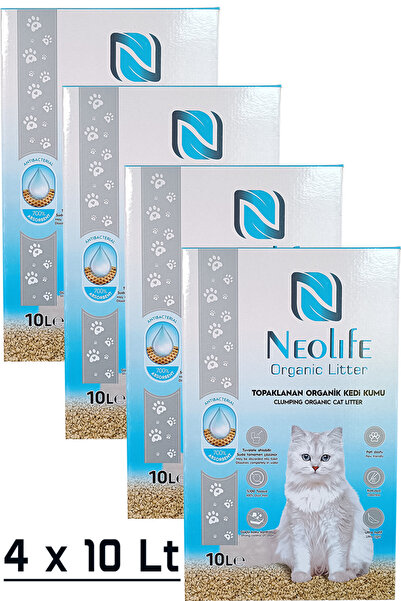 Neolife Organic Litter 4x10 Lt Süper Topaklanan Organik Kedi Kumu,Tozsuz,Koku...
