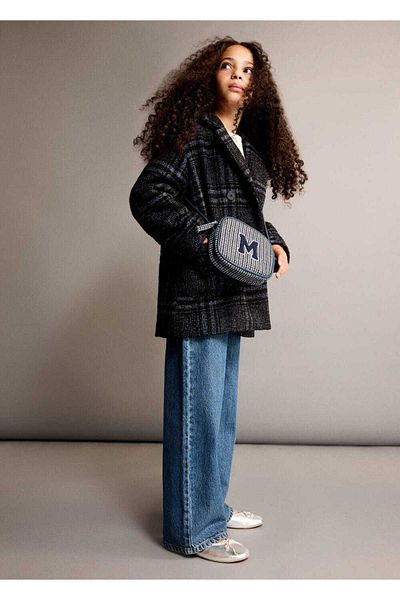 MANGO Kids Houndstooth Patterned Contrast Bag