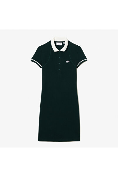 Lacoste Kadın Straight Fit Yeşil Elbise