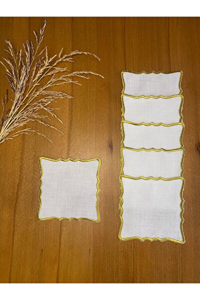 Smiling Home 6 bucăți șervețele de prezentare pentru cocktail, de culoare aur...