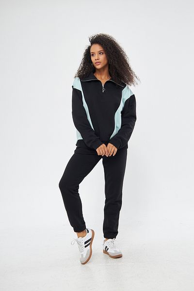 ESPOİRPLUS Water Green Oversize Set - Half Zipper, Raised, 100% Cotton