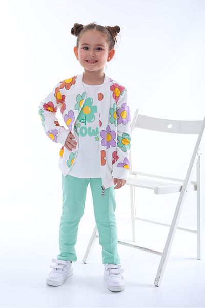stella kids Daisy Patterned Triple Girl's Suit (Cotton)