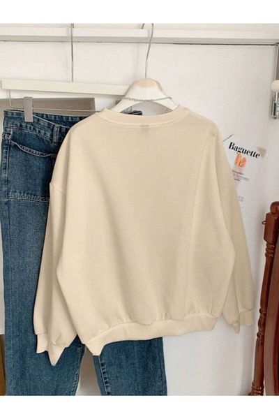 MOONBULL Women's V-Neck Plain Oversize Sweatshirt