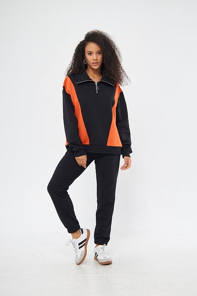 ESPOİRPLUS Siysh Orange - Oversize Set with Half Zipper, Raised, 100% Cotton