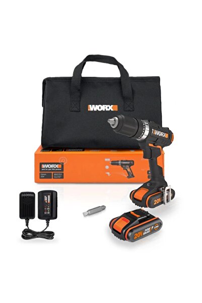 WORX WX370.1 20Volt/2.0Ah. Li-ion Çift Akülü Profesyonel Şarjlı Darbeli Matkap