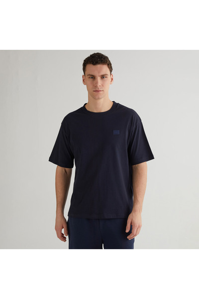 Gant Erkek Lacivert Relaxed Fit Bisiklet Yaka Logolu T-shirt
