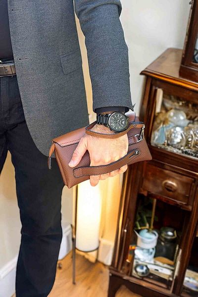 Dodo4men Top Quality Men's Tan Hand and Wrist Bag