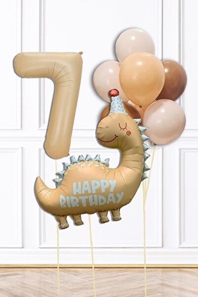 PEKSHOP Retro Dinazor Tema Yaş Balonlu Doğum Günü Balon Zinciri Seti Retro Di...