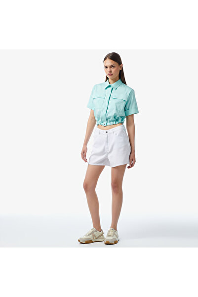 Lacoste Kadın Kısa Kollu Mavi Gömlek