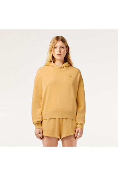 Lacoste Kadın Oversize Fit Kapüşonlu Sarı Sweatshirt