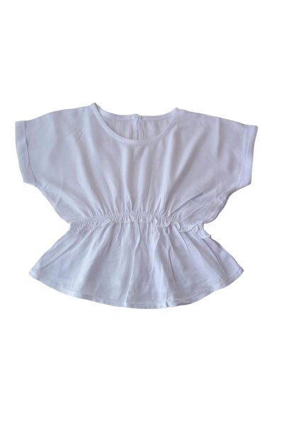 Çikoby Bluză pentru fete din bumbac, cu mânecă joasă, cu talie elastică