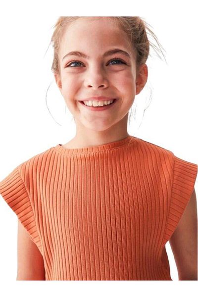 NK Girl's Ribbed Sleeve Detailed Shirt
