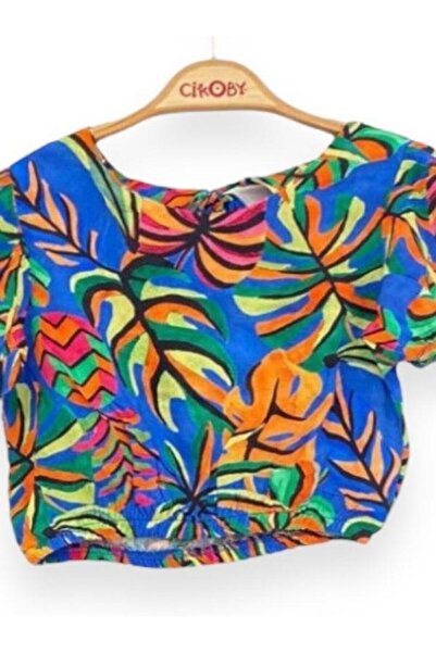 Çikoby Bluză crop cu modele pentru fete