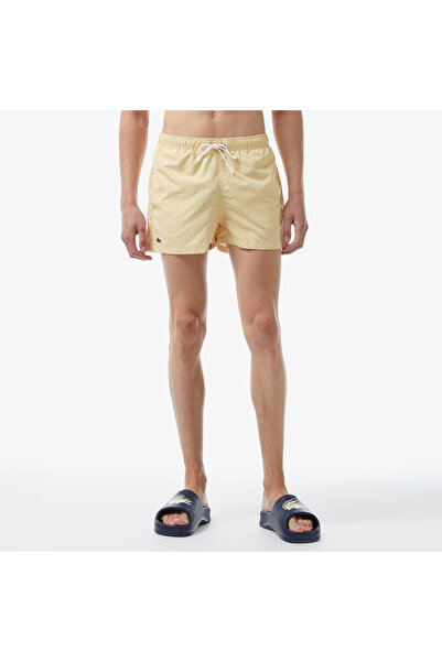 Lacoste Erkek Desenli Sarı Mayo Şort