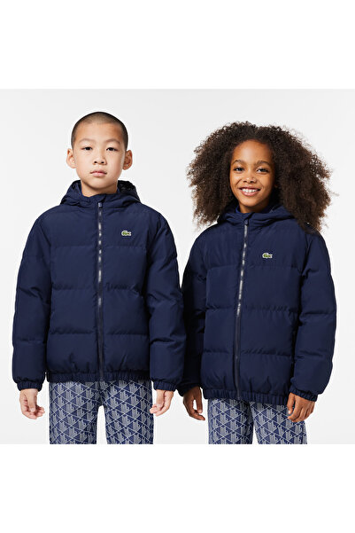 Lacoste Çocuk Kapüşonlu Lacivert Şişme Mont