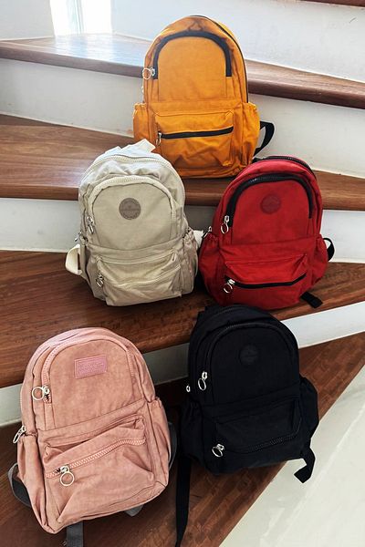 chantacim Outdoor Pink Parachute Fabric Backpack Shoulder Bag