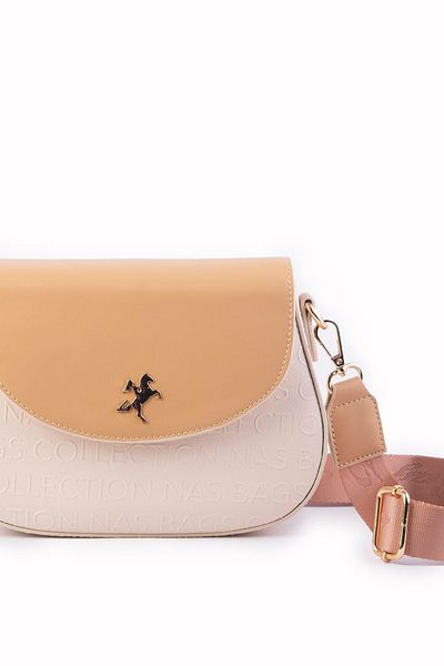 Nas Bag Geantă de umăr și crossbody de culoare crem pentru femei - curea dublă
