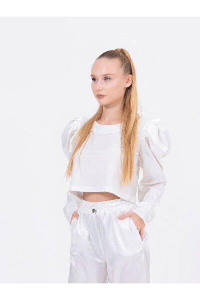 Zekids Girl's Sleeve Satin Detailed Stylish Blouse