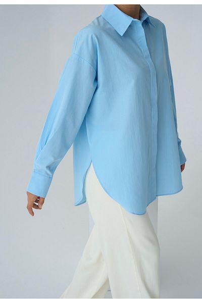 OzBeauty Cămașă de bază lungă oversize albastră