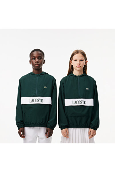 Lacoste Çocuk Kapüşonlu Baskılı Yeşil Mont
